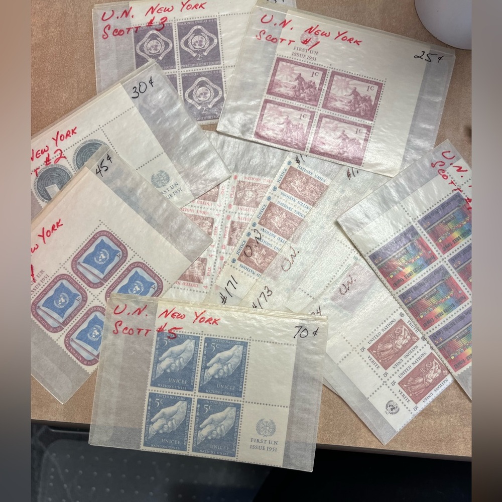 Vintage Assorted United Nations Stamps from 1951